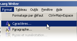 Format > Caractères